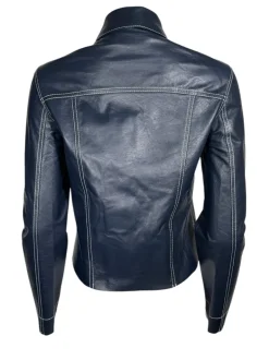 BLU ICE WOMEN'S LEATHER JACKET - NAVY
