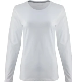 BLUE 1899 WOMEN'S PIMA COTTON T-SHIRT CREWNECK LONGSLEEVE - WHITE