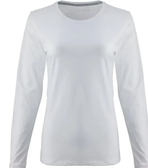 BLUE 1899 WOMEN'S PIMA COTTON T-SHIRT CREWNECK LONGSLEEVE - WHITE