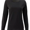 BLUE 1899 WOMEN'S PIMA COTTON T-SHIRT CREWNECK LONGSLEEVE - BLACK