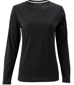 BLUE 1899 WOMEN'S PIMA COTTON T-SHIRT CREWNECK LONGSLEEVE - BLACK