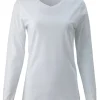 BLUE 1899 WOMEN'S PIMA COTTON T-SHIRT V-NECK LONGSLEEVE - WHITE
