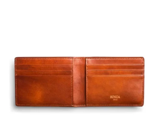 BOSCA 1911 DOLCE ITALIA SMALL BIFOLD WALLET - AMBER