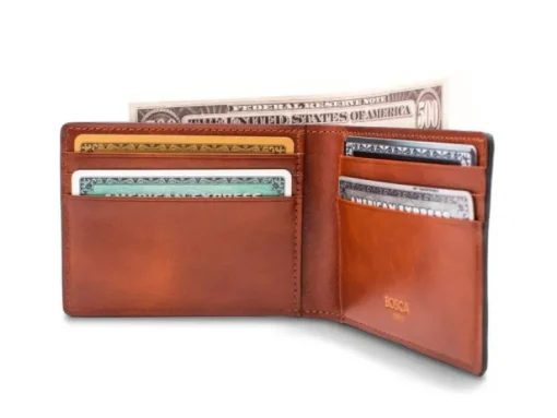BOSCA 1911 DOLCE ITALIA SMALL BIFOLD WALLET - AMBER