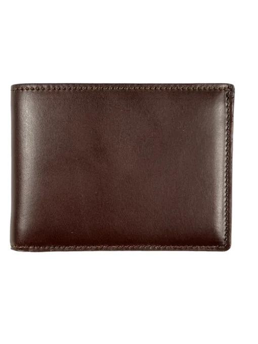 BOSCA 1911 ITALO CONTRAST SMALL BIFOLD WALLET - DARK BROWN