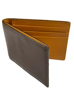 BOSCA 1911 ITALO CONTRAST SMALL BIFOLD WALLET - DARK BROWN