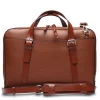 BOSCA 1911 LEATHER SUPERSLIM ZIPTOP BAG - BROWN