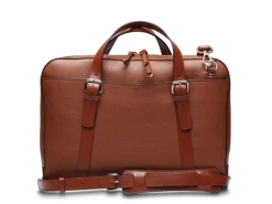 BOSCA 1911 LEATHER SUPERSLIM ZIPTOP BAG - BROWN