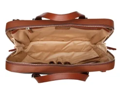 BOSCA 1911 LEATHER SUPERSLIM ZIPTOP BAG - BROWN
