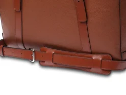 BOSCA 1911 LEATHER SUPERSLIM ZIPTOP BAG - BROWN