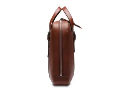BOSCA 1911 LEATHER SUPERSLIM ZIPTOP BAG - BROWN