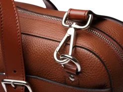 BOSCA 1911 LEATHER SUPERSLIM ZIPTOP BAG - BROWN
