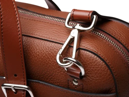 BOSCA 1911 LEATHER SUPERSLIM ZIPTOP BAG - BROWN