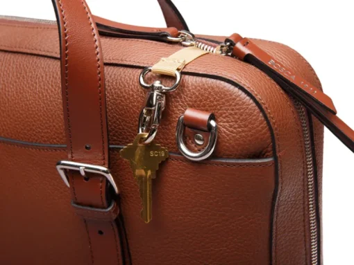 BOSCA 1911 LEATHER SUPERSLIM ZIPTOP BAG - BROWN