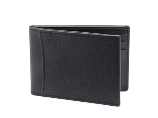 BOSCA 1911 SAFFIANO SMALL BIFOLD WALLET - BLACK