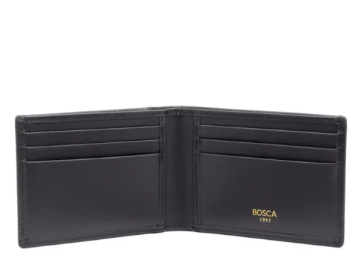 BOSCA 1911 SAFFIANO SMALL BIFOLD WALLET - BLACK
