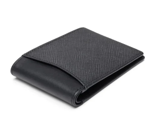 BOSCA 1911 SAFFIANO SMALL BIFOLD WALLET - BLACK