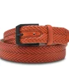 BOSCA 1911 WASHED LEATHER VESUVIO BELT - COGNAC