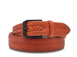 BOSCA 1911 WASHED LEATHER VESUVIO BELT - COGNAC