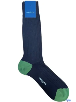 BRESCIANI 1970 HEEL/TOE CALF SOCK - BROWN/GREEN
