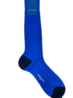 BRESCIANI 1970 HEEL/TOE CALF SOCK - BLUE/BLACK