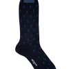 BRESCIANI 1970 PAISLEY DOT CALF SOCK - NAVY
