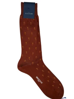 BRESCIANI 1970 PAISLEY DOT CALF SOCK - CAMEL