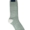 BRESCIANI 1970 RIBBED LINEN CALF SOCK - LIGHT GREEN