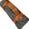 BUTTON DOWN ALPACA HERRINGBONE THROW WITH LEATHER CARRIER - BLACK & WHITE