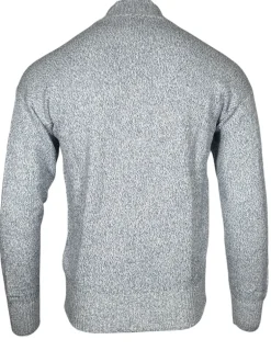 BUTTON DOWN COTTON FULL ZIP SWEATER - BLUE