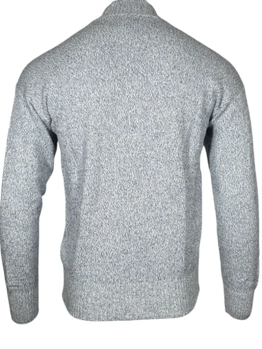 BUTTON DOWN COTTON FULL ZIP SWEATER - BLUE