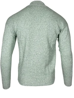 BUTTON DOWN COTTON FULL ZIP SWEATER - GREEN