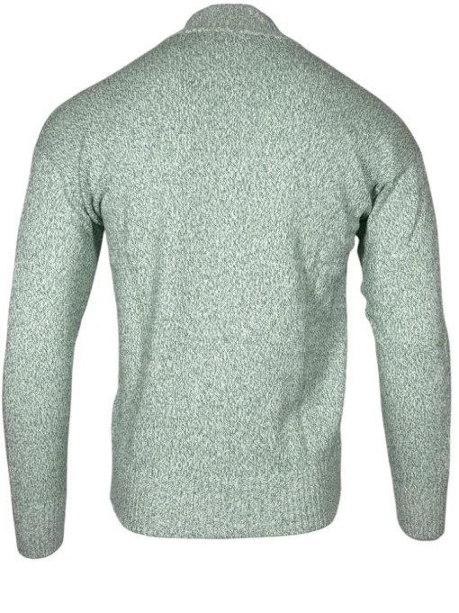 BUTTON DOWN COTTON FULL ZIP SWEATER - GREEN