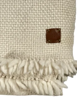 BUTTON DOWN HIGHLANDS MERINO WOOL KNIT THROW - NATURAL