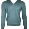 BUTTON DOWN MEN’S MERINO WOOL V-NECK SWEATER - DARK TEAL