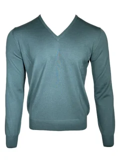 BUTTON DOWN MEN’S MERINO WOOL V-NECK SWEATER - DARK TEAL