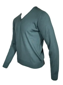 BUTTON DOWN MEN’S MERINO WOOL V-NECK SWEATER - DARK TEAL