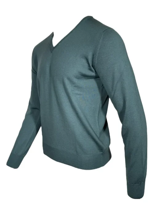 BUTTON DOWN MEN’S MERINO WOOL V-NECK SWEATER - DARK TEAL