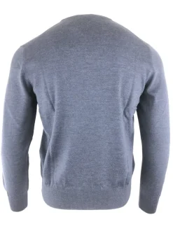BUTTON DOWN MEN’S MERINO WOOL V-NECK SWEATER - DENIM
