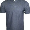 BUTTON DOWN MEN'S TECH POLO - ADMIRAL BLUE HEATHER