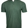 BUTTON DOWN MEN'S TECH POLO - FOREST GREEN HEATHER