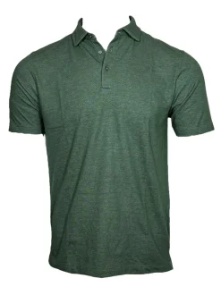 BUTTON DOWN MEN'S TECH POLO - FOREST GREEN HEATHER