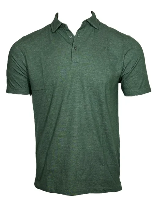 BUTTON DOWN MEN'S TECH POLO - FOREST GREEN HEATHER