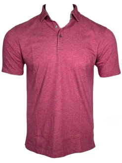 BUTTON DOWN MEN'S TECH POLO - HEATHER RASPBERRY