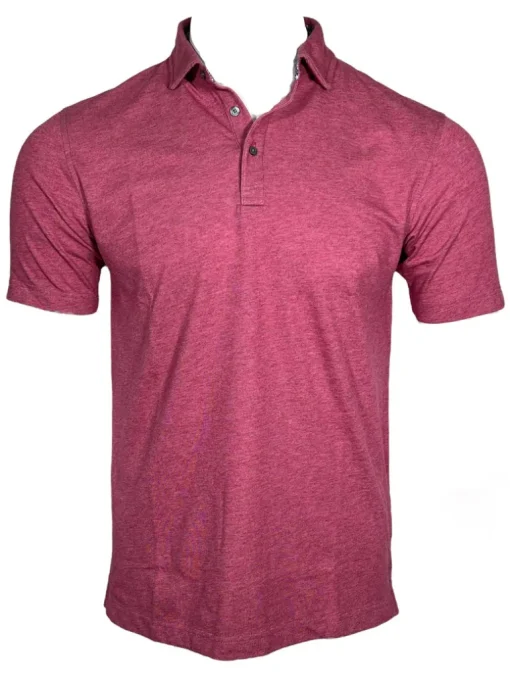 BUTTON DOWN MEN'S TECH POLO - HEATHER RASPBERRY