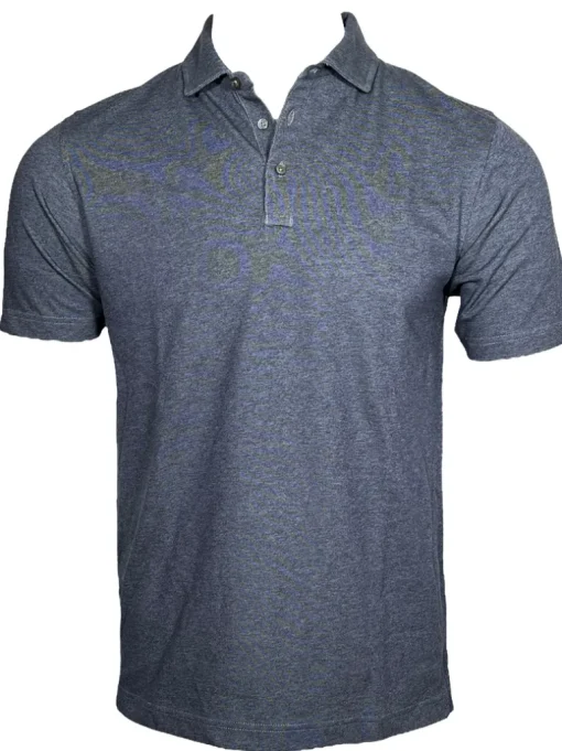 BUTTON DOWN MEN'S TECH POLO - ADMIRAL BLUE HEATHER
