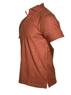 BUTTON DOWN MEN'S TECH POLO - BURNT ORANGE HEATHER