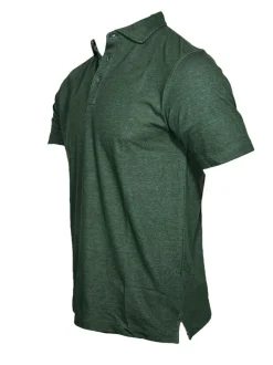 BUTTON DOWN MEN'S TECH POLO - FOREST GREEN HEATHER