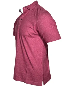 BUTTON DOWN MEN'S TECH POLO - HEATHER RASPBERRY