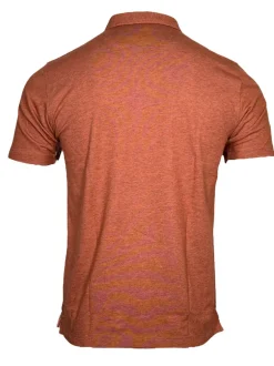 BUTTON DOWN MEN'S TECH POLO - BURNT ORANGE HEATHER